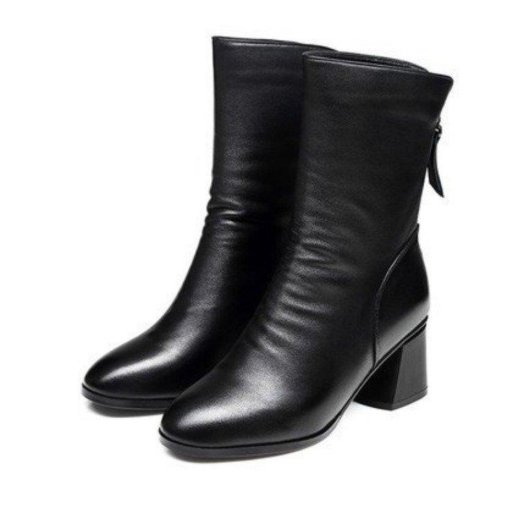 Autumn/Winter New Thick Sole Martin Boots Women's Spring and Autumn Single Boots Chelsea English Style Mid Length Short Boots