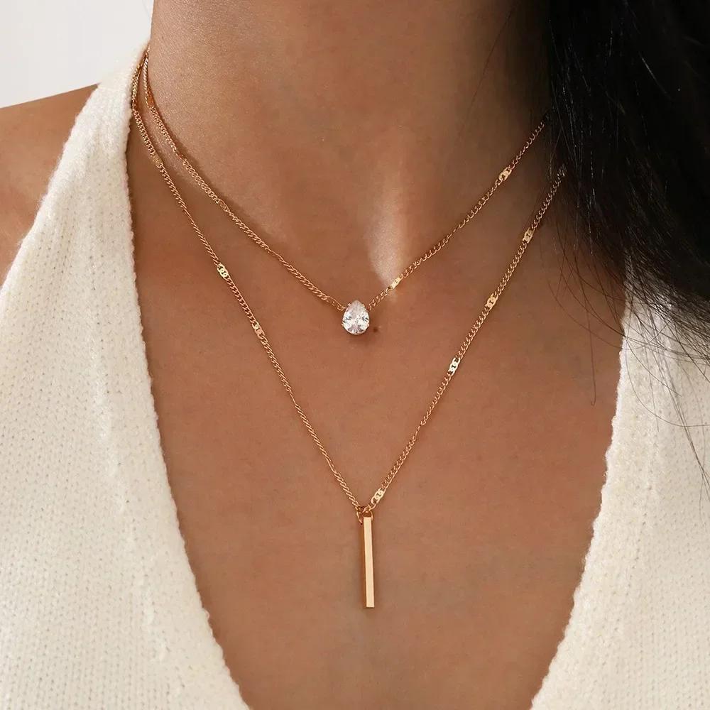 Šperky Charm z nerezové oceli s dvojitou vrstvou s přívěskem broskvové srdce pro ženy Roztomilý cool řetízek klíční kosti Estetické šperky Y2k