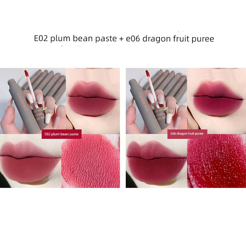 Fingertip Lip Lacquer Matte Finish Velvet Lip Mud Does Not Fade No Stain On Cup Niche Style Brand Student Plain Lipstick for Women