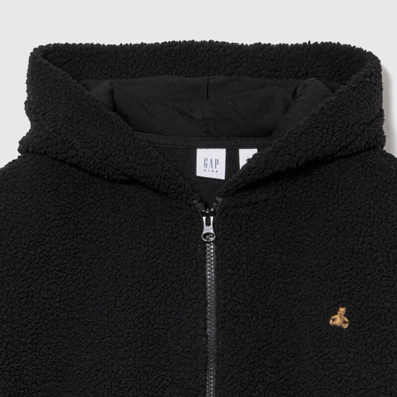 GAP Girl's Faux Lamb Wool Bear Embroidery Hoodie
