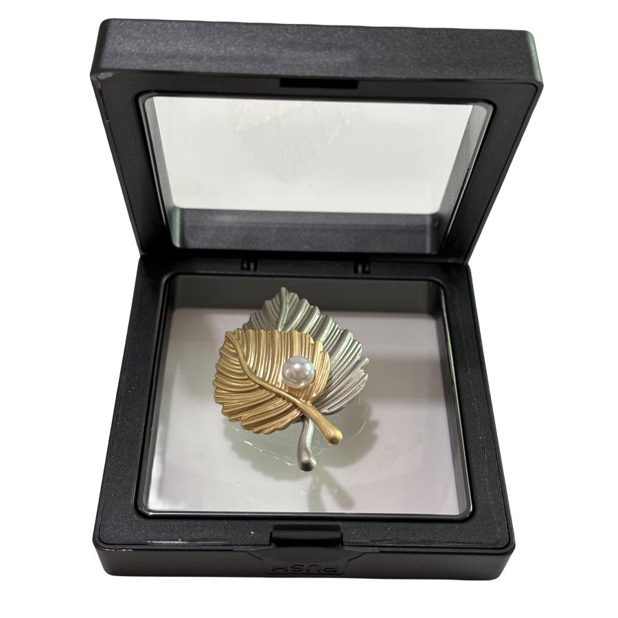 

Корейская ретро-брошь с кленовым листом и жемчугом, двухслойная — модный аксессуар для женских свитеров и курток