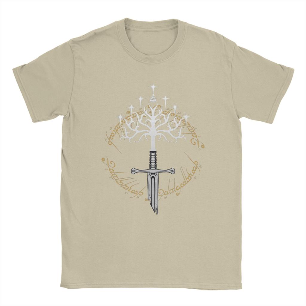 Anduril White Tree L-Lords Of The R-Rings Gondor T-Shirts for Men  Humor Cotton Tees Short Sleeve T Shirts Gift Idea Tops