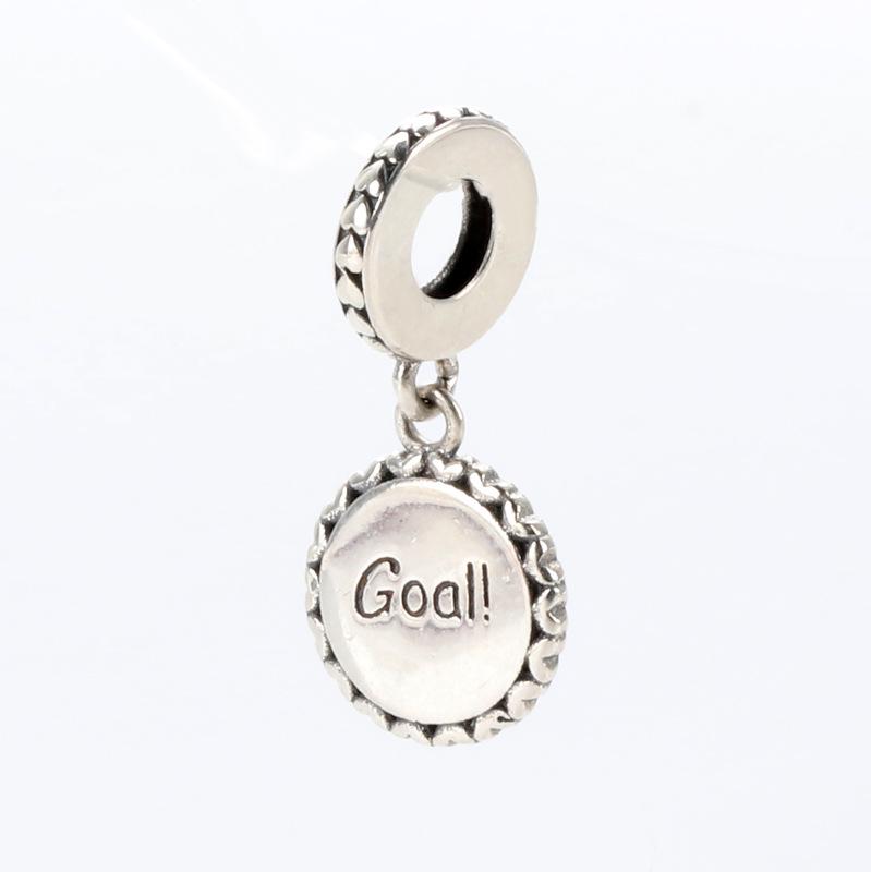 S925 Sterling Silver World Cup Football Pendant - Creative European and American Style Charm for Versatile DIY Bracelets.