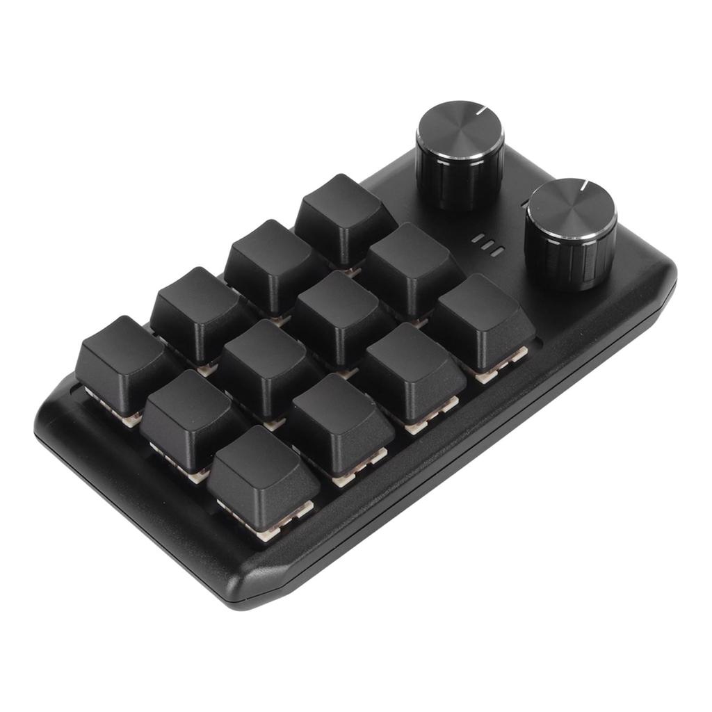 Mini Custom Keypad 12 Mechanical Keys 2 Knobs Programmable Red Switch Programming Macro Keypad for PC Gaming Multimedia