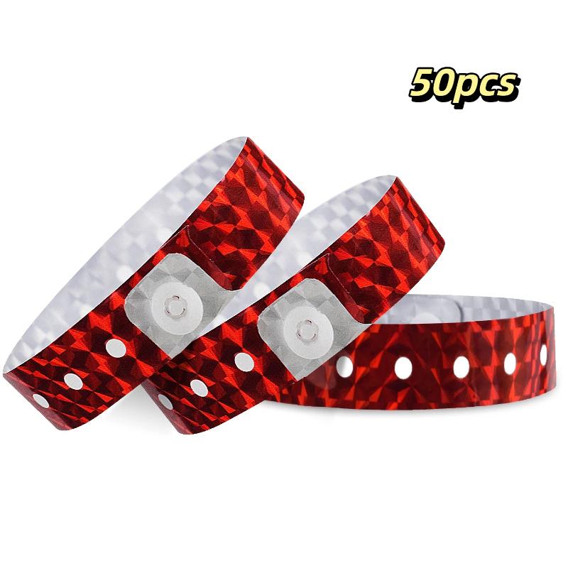 Holographic Event Wristbands 50/100Pcs Waterproof Adjustable Snap Shiny for Birthday Party Club Entry Check Event Use