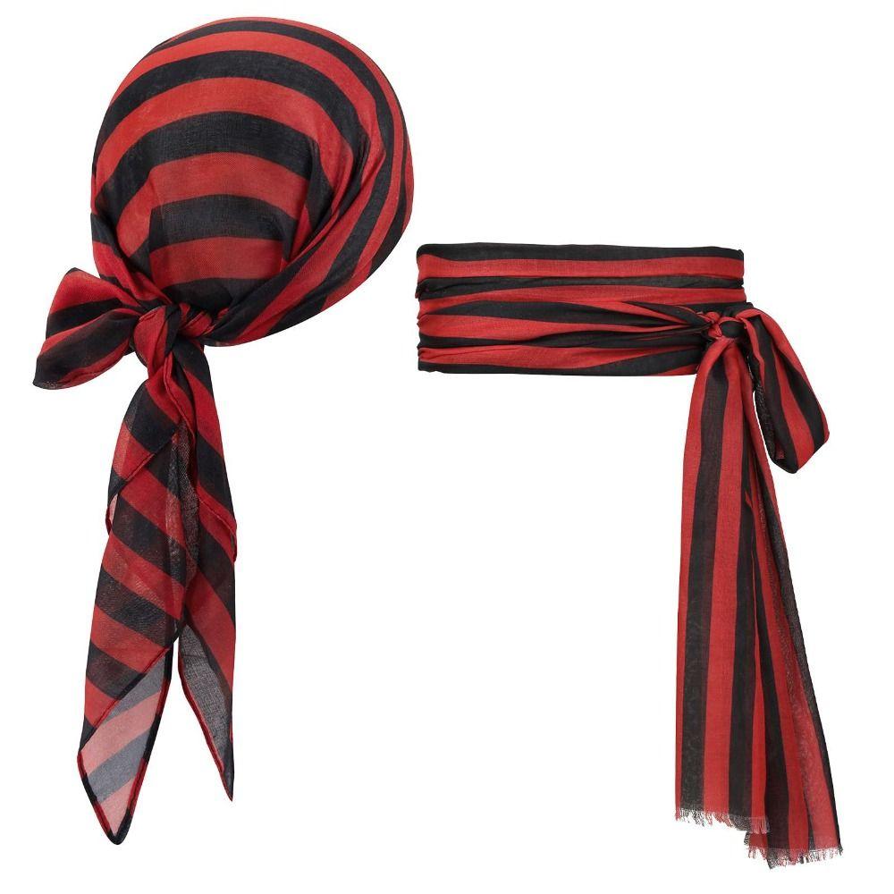 2Pcs/set Versatile Pirate Captain Turban Captain Jack Sparrow Masquerade Decoration Cosplay Props Black red