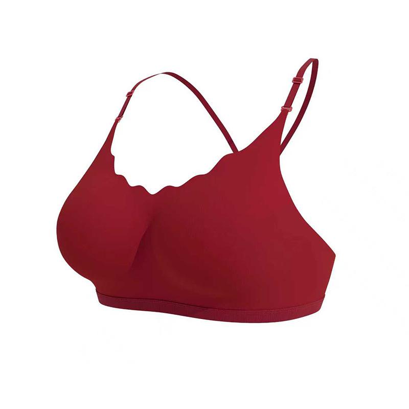 Women V-Neck Wavy Edge Seamless Bra, Tank Top Style Wireless Comfort Back Closure Ladies Underwear