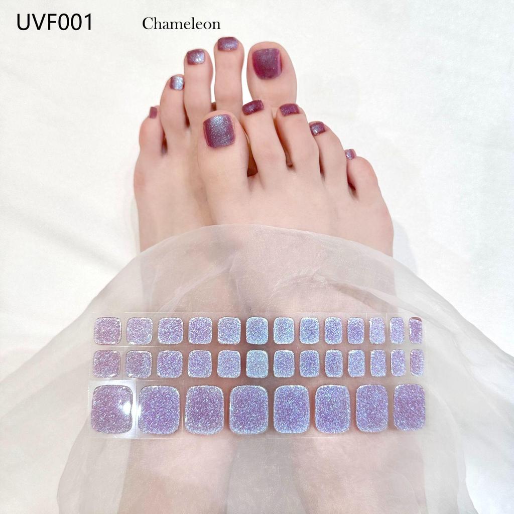 Gel Toe Nail Art Stickers - Semi-Cured UV Lamp Foot Nail Polish Stickers