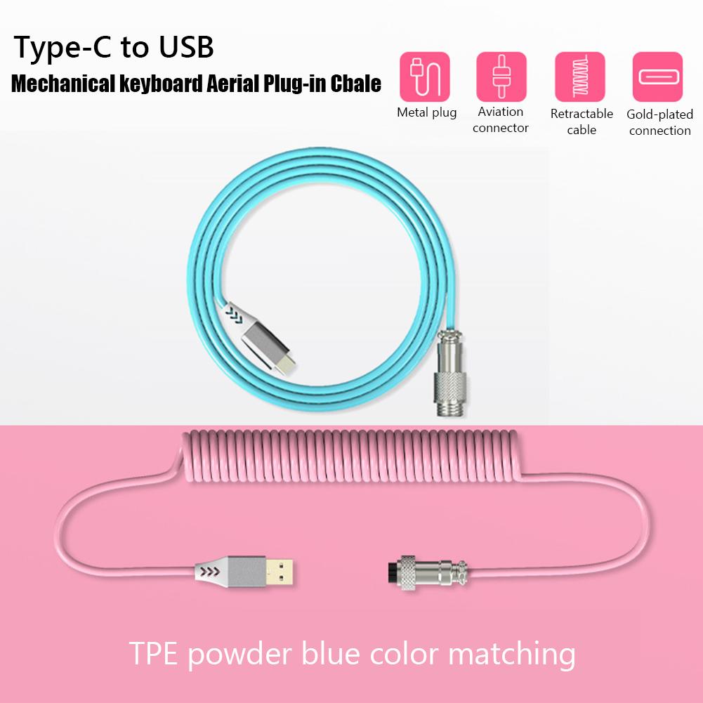 Type-c To Usb Detachable Game Mechanical Keyboard Spiral Plug-in Cable Aviation Connector Data Cable