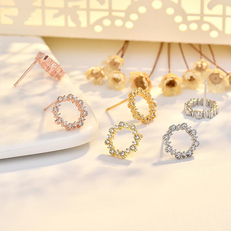 New Zircon Ring Earrings for Women Simple Niche Design and Personalized Versatile Earrings Trendy Earrings