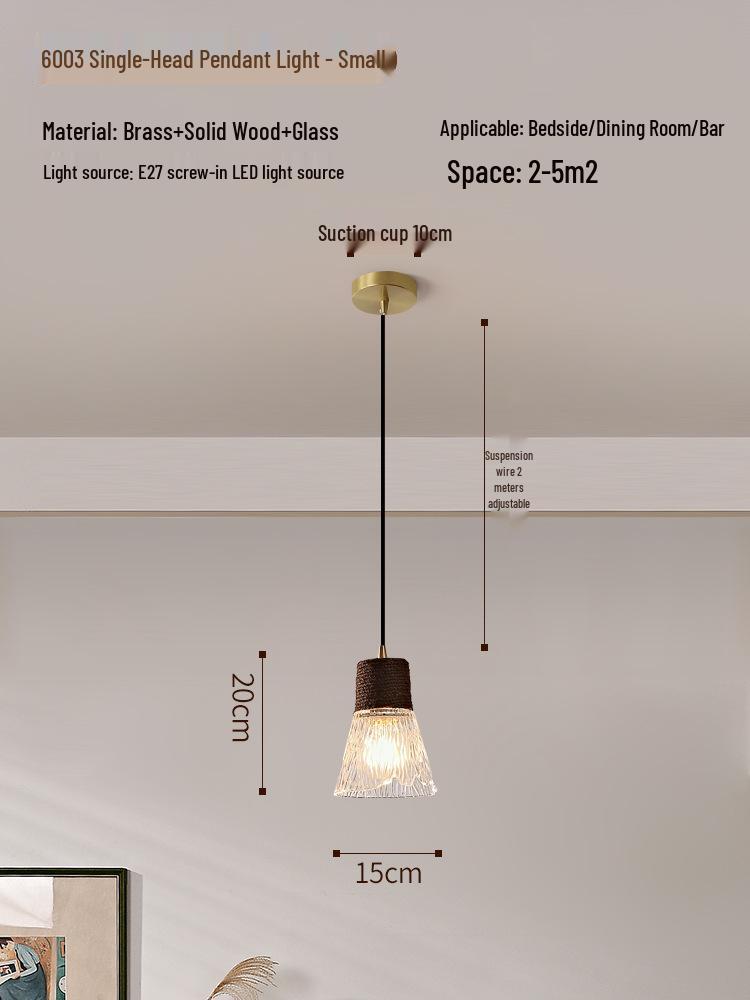 

Vintage Nanyang Style Chandelier with Hemp Rope and Glass 3-Head Pendant Light Without Bulb