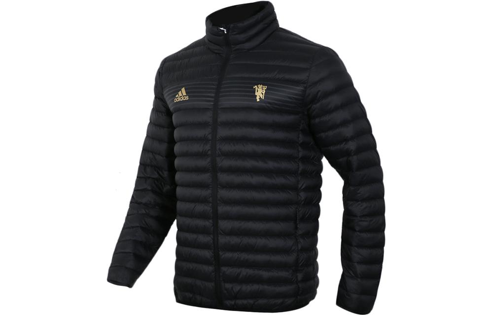 Adidas Manchester United Down Jackets Men s Black Stand Collar Lightweight Quilted Down Jacket CY6112 S