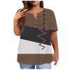 Fashion Short Sleeve Shirt Round Neck Plus Size T-Shirt Geometric Splicing Printed Casual Tops For Women