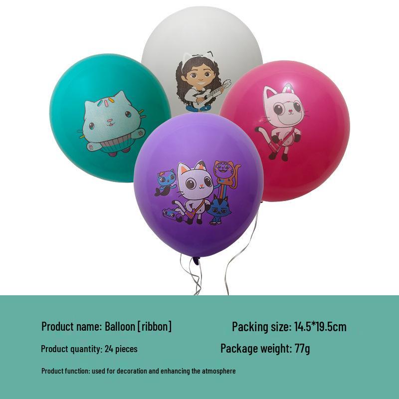 Gabby's Dollhouse Party Set: Plates, Napkins, Cups, Tablecloth, Banner & Balloons