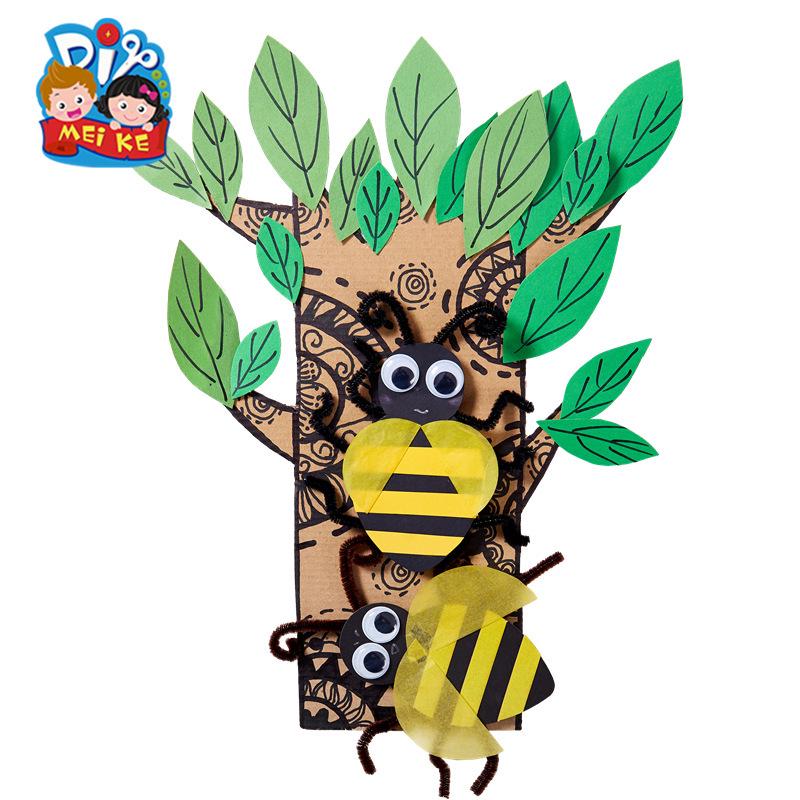 Earth Day DIY Craft Kit: Big Tree & Insect Elves 3D Stickers for Kids