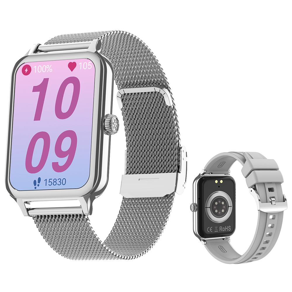 

DTV1 1.74 inch AMOLED Display Smart Watch Bluetooth-compatible Call Fitness Tracker Smartwatch with Steel/Silicone Strap Silver