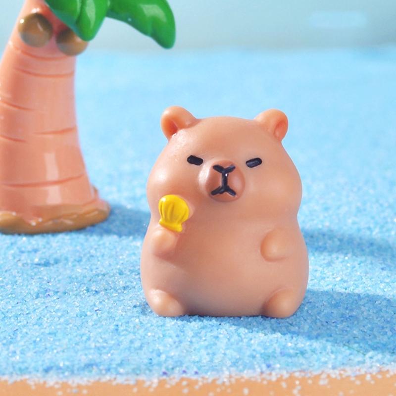 Mini Capybara Figurines Decors Waterproof Toy Playsets Miniature Doll Garden Figurines Cake Toppers Parties Favor