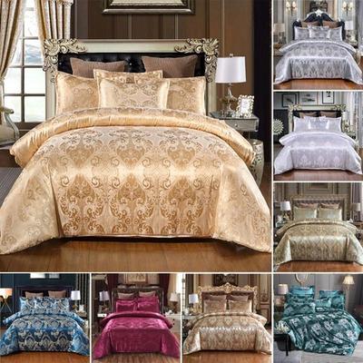 Copripiumino e federe per cuscini in tessuto jacquard di seta di lusso Set Copripiumino singolo, doppio, doppio, completo, queen size, king size