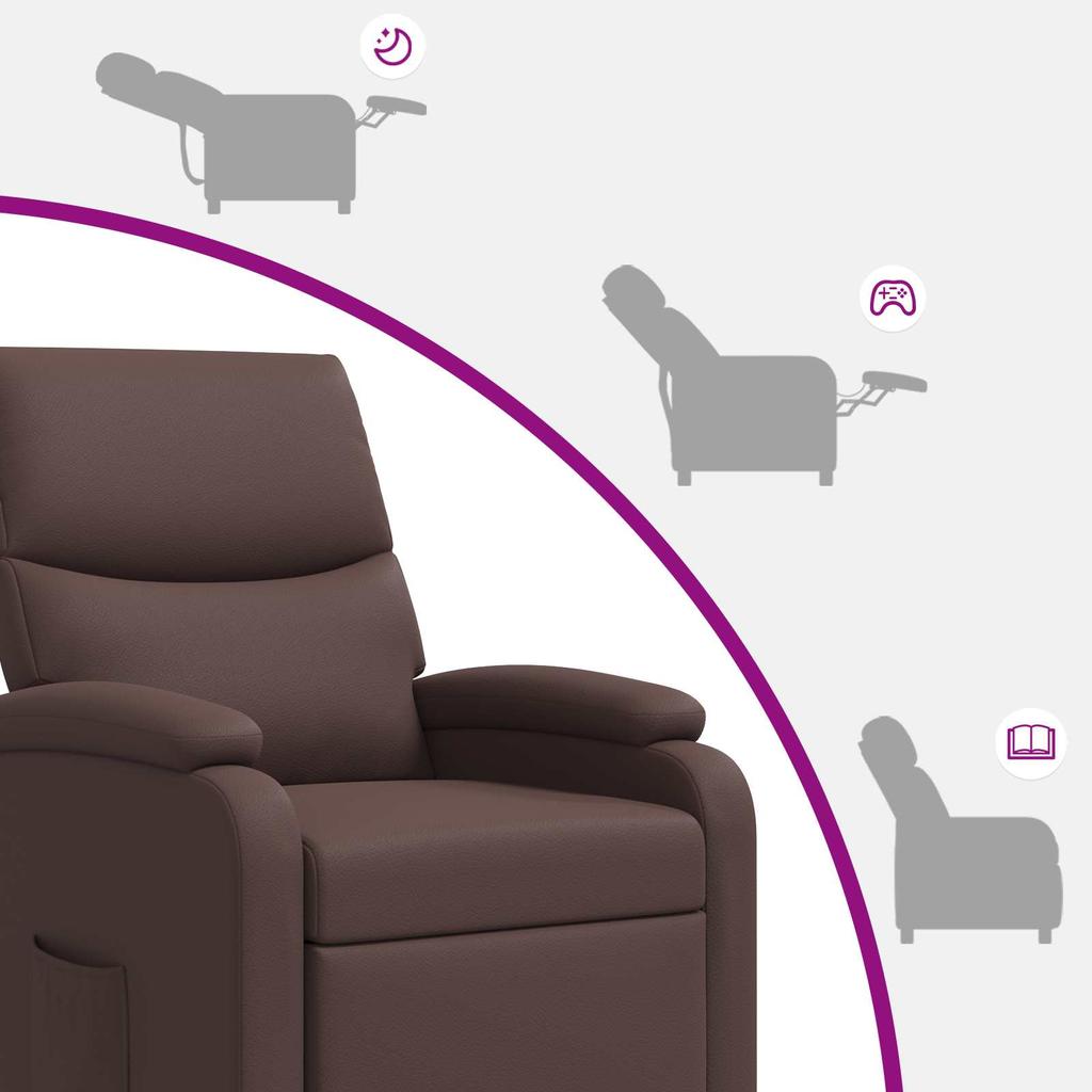 Massage Recliner Brown Faux Leather