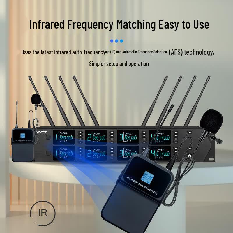 HDCON HT-D880LJ 8-Channel UHF Wireless Lapel Microphone System (CN version)