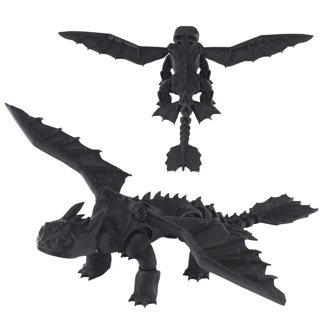 3D printed black winged dragon, simulated animal model, collectible desktop decoration, decorative toys and gifts
