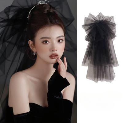 Schwarzer Schleier Gothic Hochzeit Braut Spitze Retro Mehrschichtig Halloween Party Foto Accessoires Hochzeitskleid Tutu