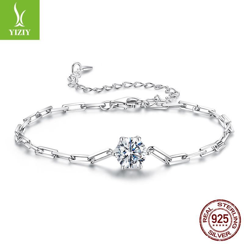 D Color One Carat Shining Moissanite Bracelet Women'S Simple Classic Premium S925 Sterling Silver Bracelet