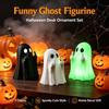 Funny Middle Finger Ghost Figurine Mini Resin Halloween Decor Spooky Statue for Office Desk Prank Gift Home Ornament