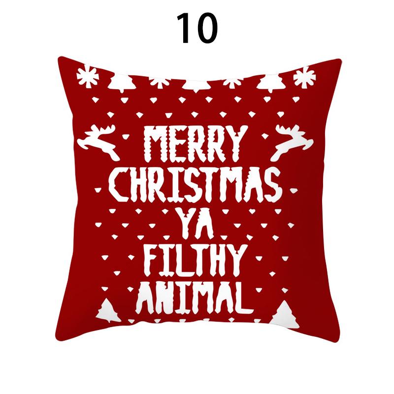 Merry Christmas Cushion Cover Xmas Pillowcase Happy New Year Navidad Santa Claus Red Pillow Cover Ornament Gifts Home Decor