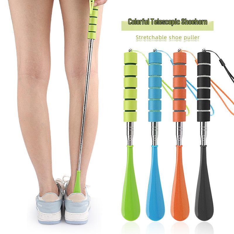 Adjustable Stainless Steel Shoehorn: Extendable, Hangable, and Easy-to-Use for Pregnant Women and Seniors.