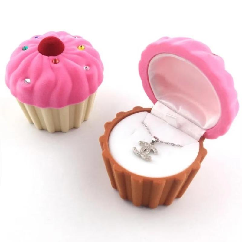 Velvet Cake Jewelry Box Jewelry Packaging Boxs Ring Necklace Earring Boxs Jewelrys Box for Valentines Gift Party Accessory