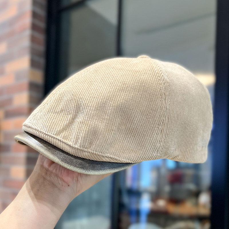 American Street Retro Fashion Forward Hat Men Autumn and Winter Corduroy Beret Women Versatile Face Showing Hat