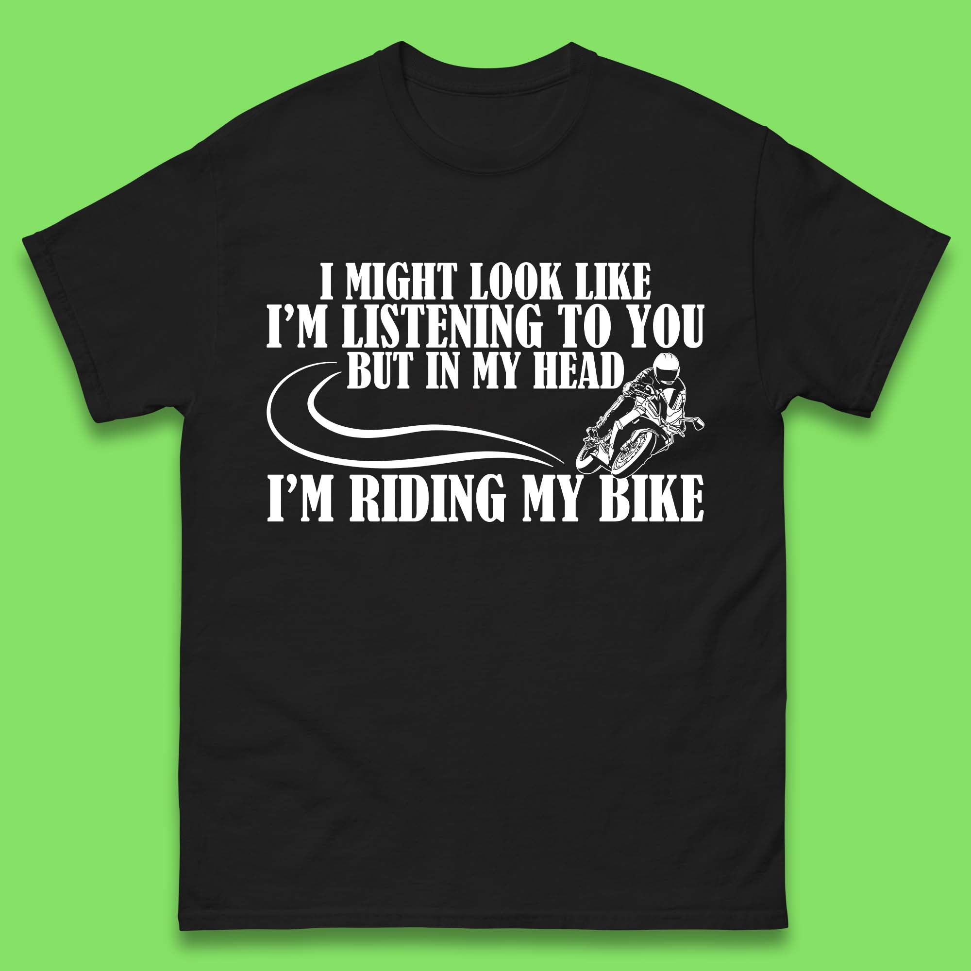 In My Head I m Riding My Bike Mens T-Shirt Womens Tops Tees 3XL