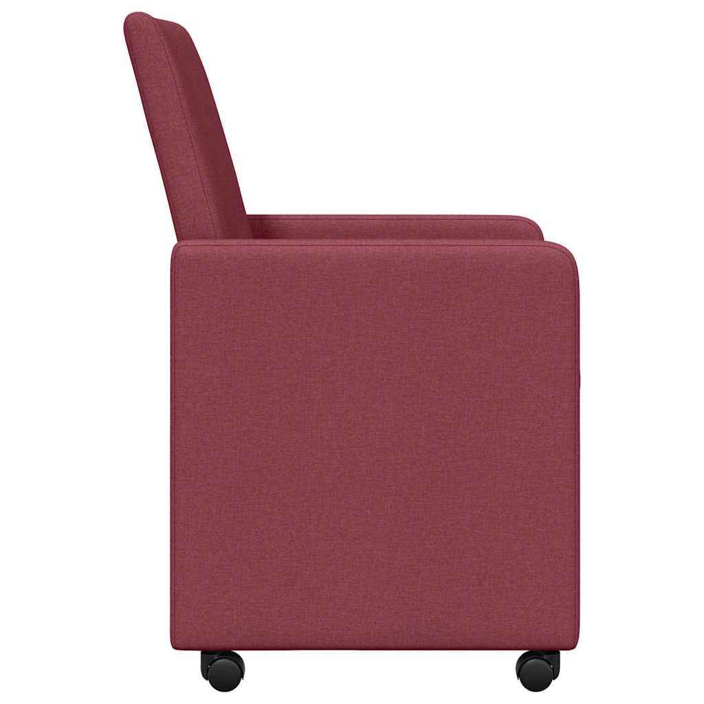 Dining Chairs with Casters 2 pcs Burgundy 57 x 66 x 94 cm Fabric