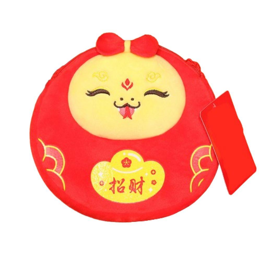 Red Packet Zodiac Snake Plush Crossbody Bag Chinese Lucky Money Wallet  Childrens Gift