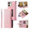 For Xiaomi Redmi 15C 4G (173mm) Wallet Case Rhombus Stitching Line PU Leather Phone Cover with Wrist Strap