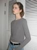 WAVE UNION Soft Rib Henley Longsleeve Top Heather Dark Gray