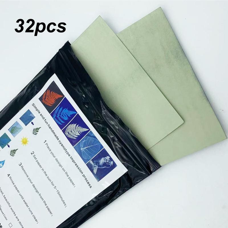 32 Stück Sonnenlicht-Druckpapier Cyan-Papier-Set A5 Solar-Zeichenpapier Empfindliches Sonnenlicht-Druckpapier Natürliches Druckpapier für