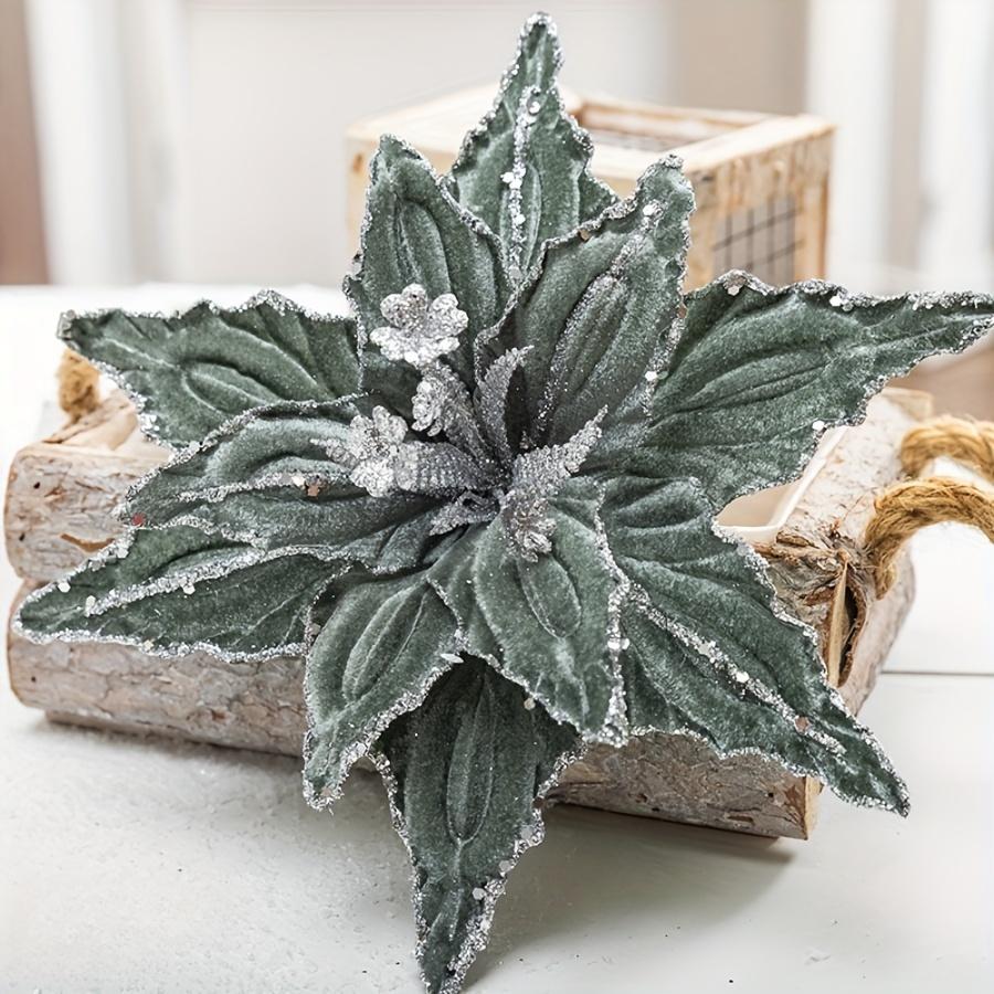 

Новые рождественские цветы красные золотые блестки флис имитация поддельных цветов елочные подвески веселые рождественские цветы подвесные украшения синий