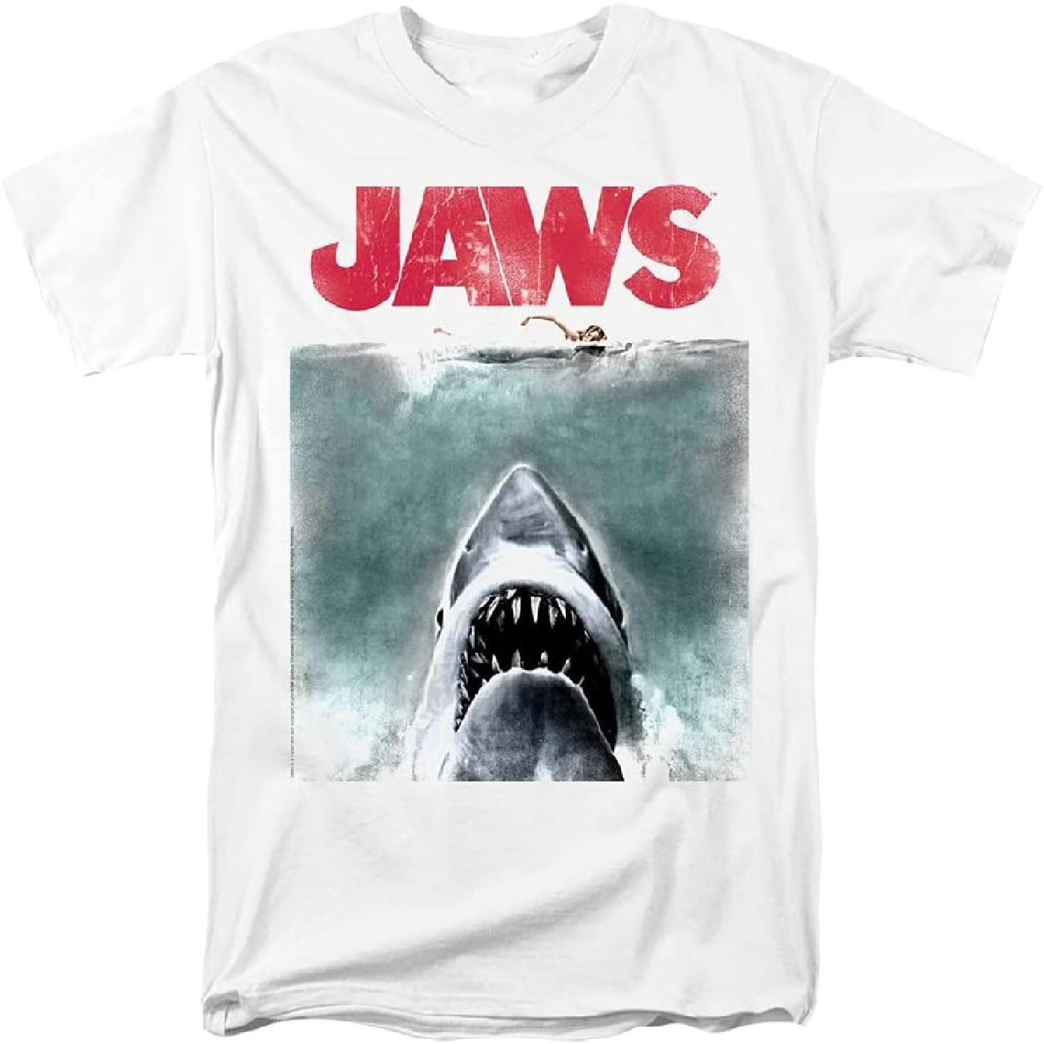 JAWS - Mens Vintage Poster T-Shirt S белый