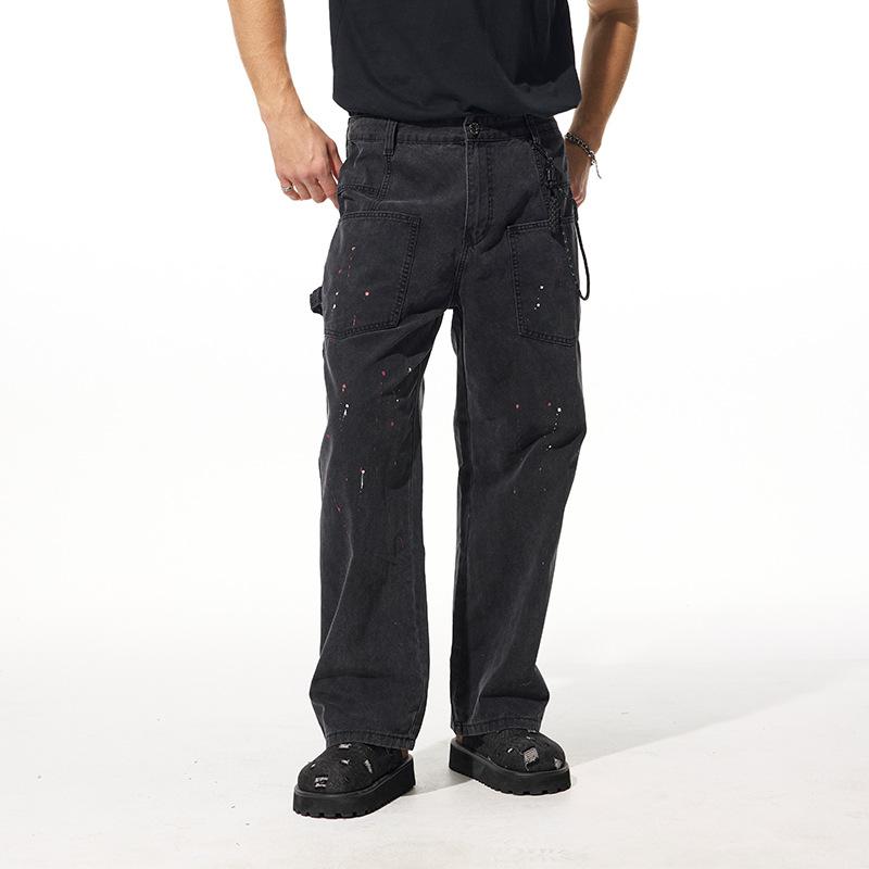 

New Spring and Summer Style Men s Denim Loose High Street Straight Micro-flare Jeans Long 40