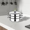 3 Tier Steamer Pot for Cooking Stainless Steel Set with Lid Food Stackable Kitchen Storage Optimization Space Saving Visual Handle Design Multipurpose