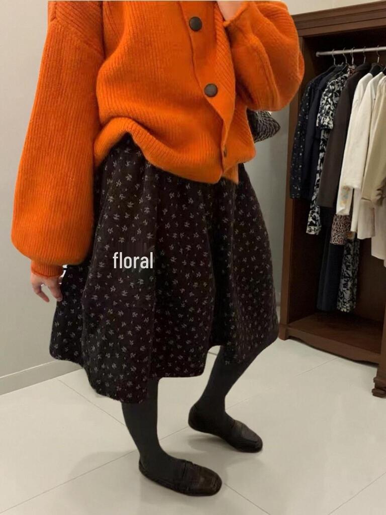 Koreanischer Floral Wollrock - Dick, Flauschig und Verjüngend für Herbst/Winter