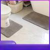 2-Piece U-Shaped Toilet Mat Set, Absorbent Non-Slip Bathroom Rug for Floor and Lid, Solid Machine Washable Toilet Seat Covers