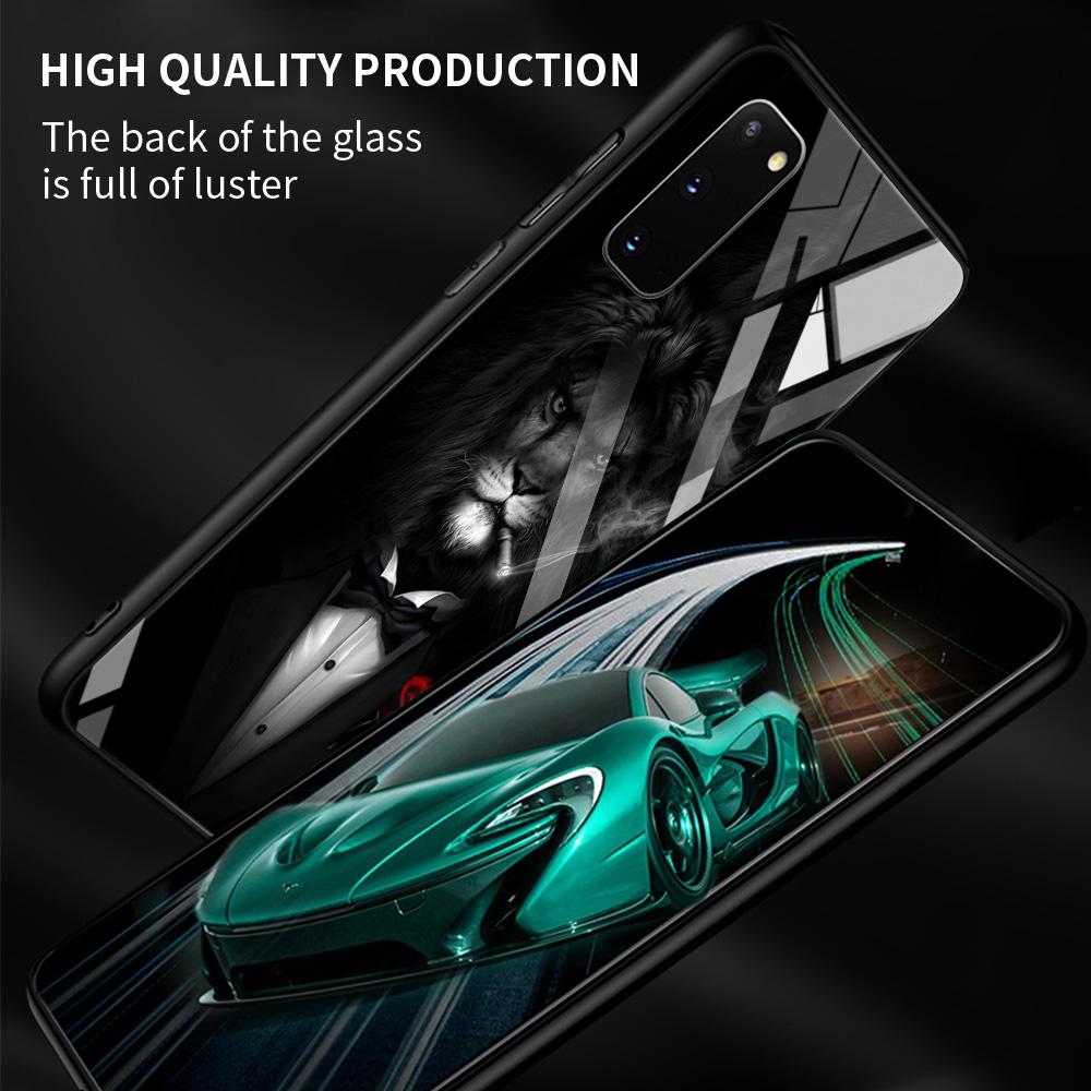 Tempered Glass Case For Samsung Galaxy S22 S20 S21 FE S10 S9 S8 Plus Ultra S10Lite Wolf Dog Cat Bird Lion Tiger Animal Shell