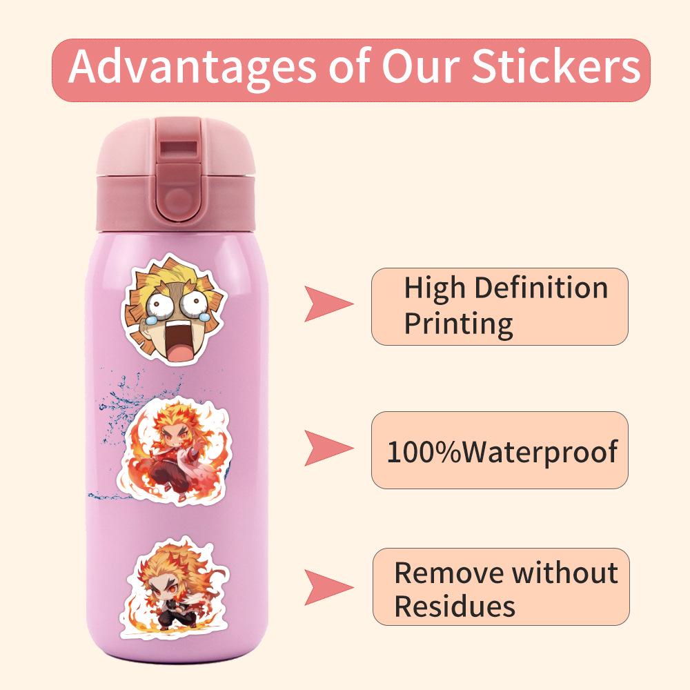 50pcs Chibi Demon Slayer Anime Stickers for Notebooks & Luggage - DIY Cartoon Decorations
