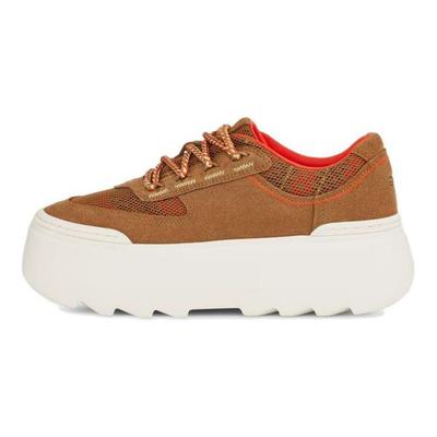 Trendige Schnür-Plateauschuhe Damen Sneaker Braun 1136842-CHE