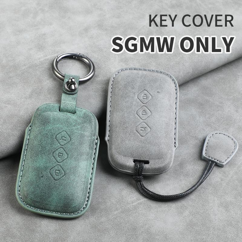 Sheepskin 3 Button Car Key Case Cover Shell for SGMW Wuling Hongguang S for Baojun 510 730 360 560 RS-5 530 630 Car Keychain