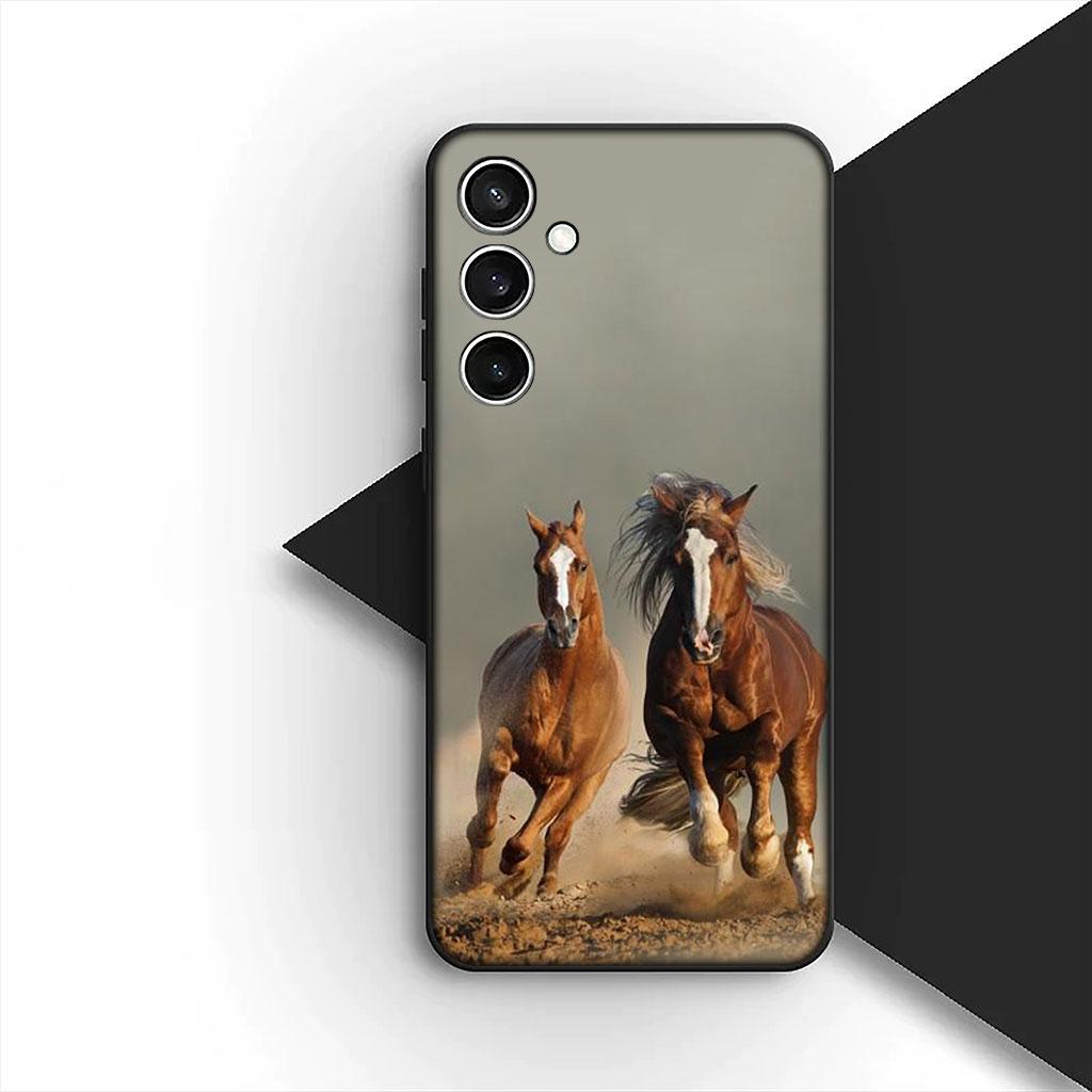 Phone Cover for Samsung Galaxy S25 S24 S23 FE Ultra Plus S7 Edge S25+ S23+ A56 5G Casing Soft Case Running Wild Horse Wallpaper