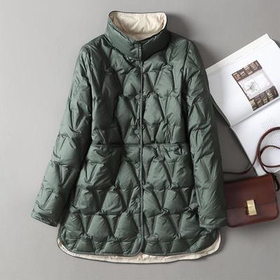 Geacă de Puf de Rață Ultralight pentru Femei Guler V-neck Argyle Casual Toamnă Iarnă Îmbrăcăminte Exterioară Palton Modă Nouă